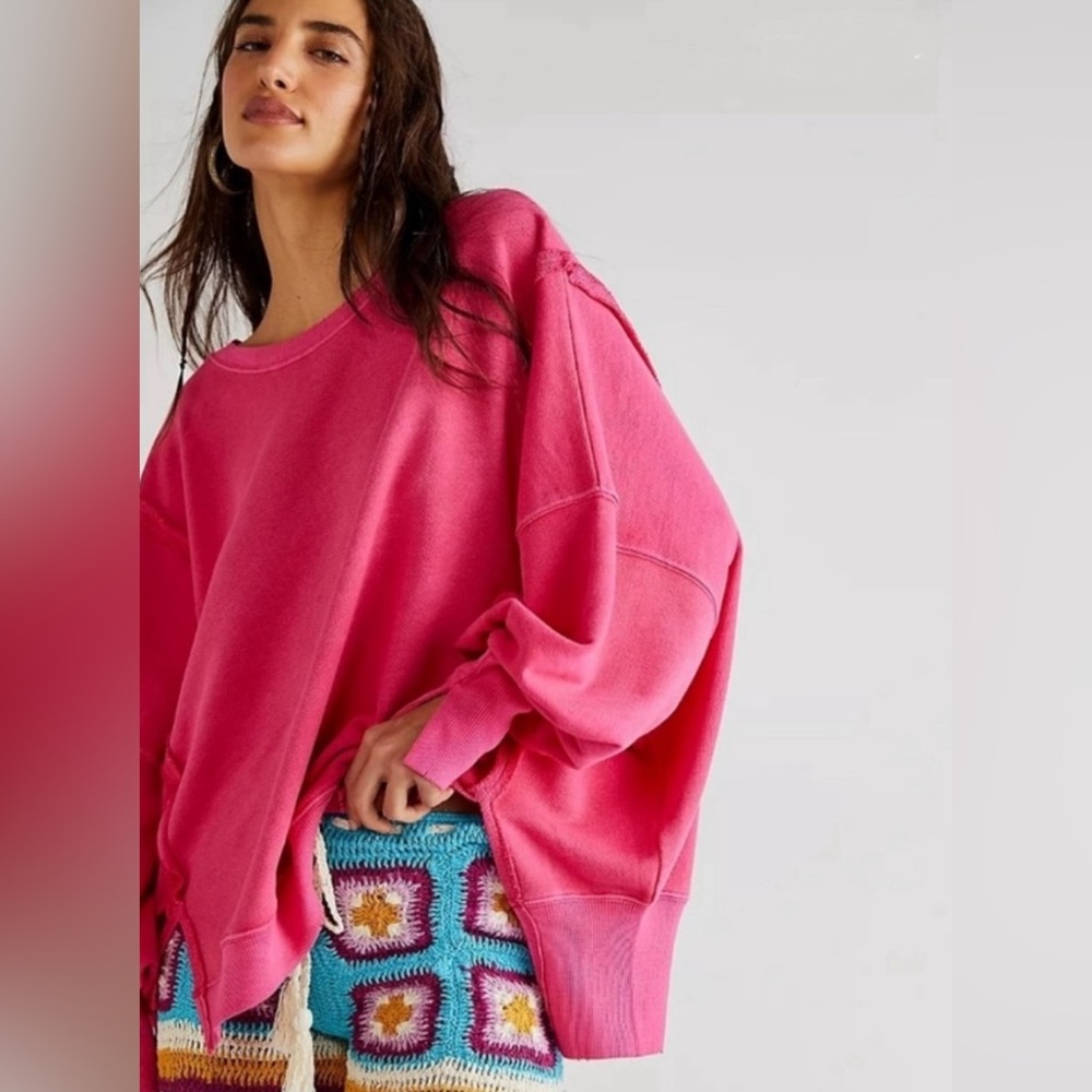 Free People We The Free Camden Sweatshirt Pullover Phenom Pink Medium